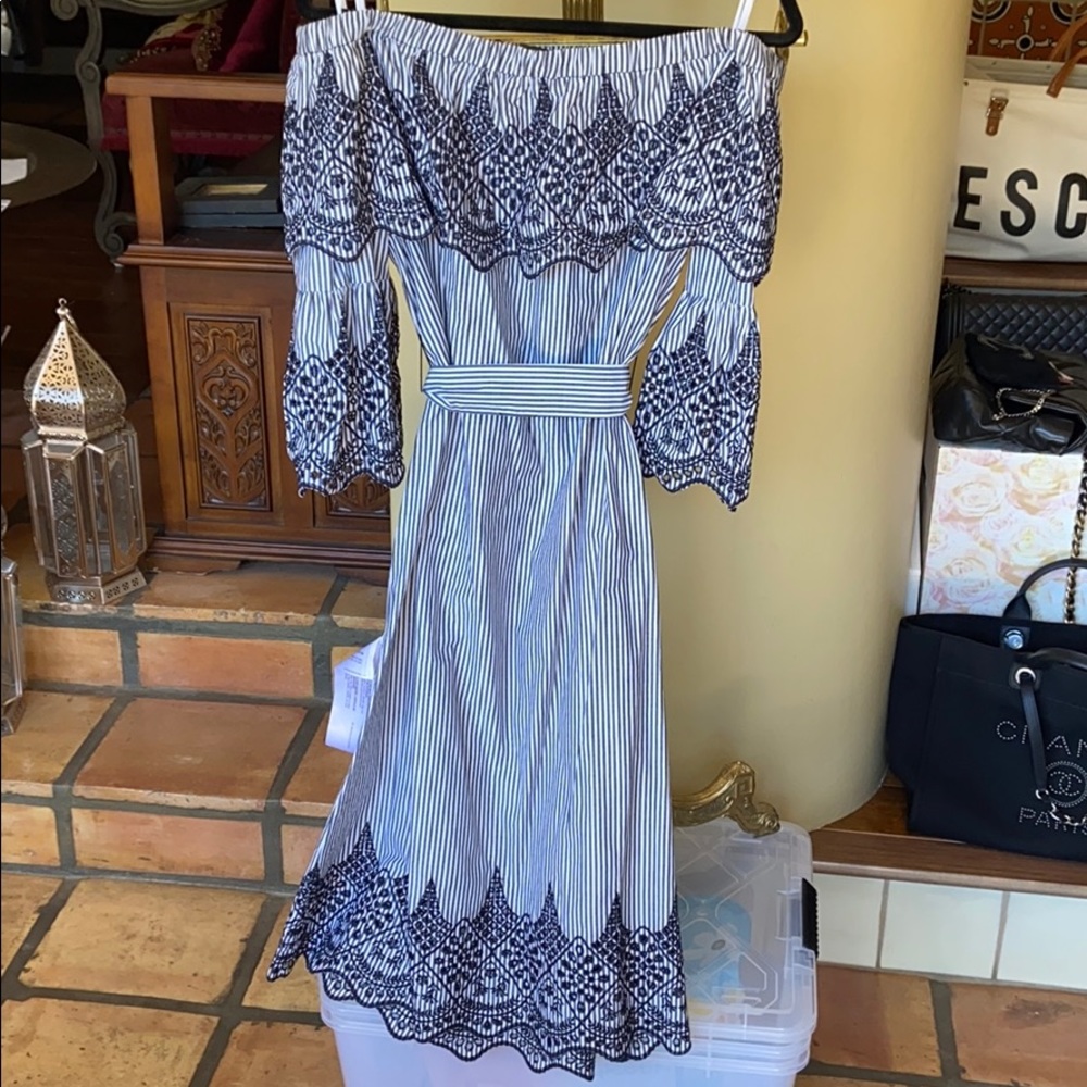 Off the shoulder BCBG Maxazria dress